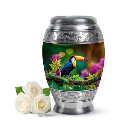 Resplendent Yellow Hornbill Cremation Urn for Ashes - 10-inch, 200 cu in - Yatskia