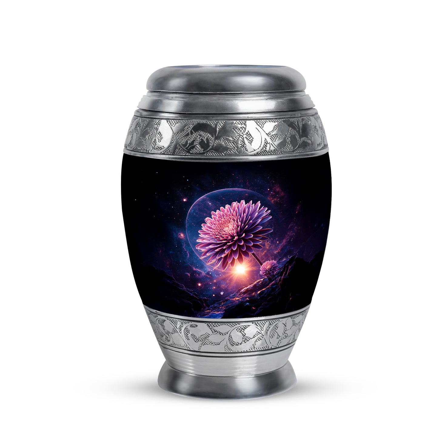 Everlasting Black Daisy Sentinel Urn for Human Ashes - 10-inch, 200 cu in - Yatskia