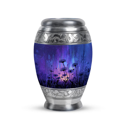 Personalized Daisy Cremation Urns - Tranquil Blue 10-inch, 200 cu in - Yatskia
