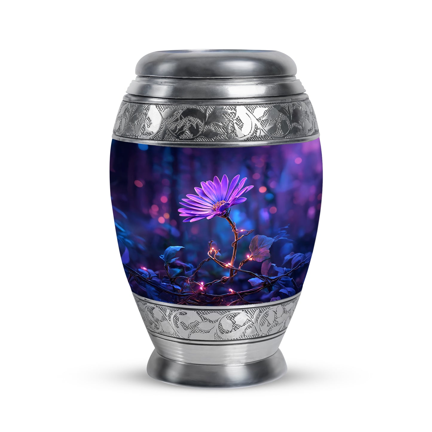 Personalized Daisy Cremation Urns - Pristine Blue 10-inch, 200 cu in - Yatskia