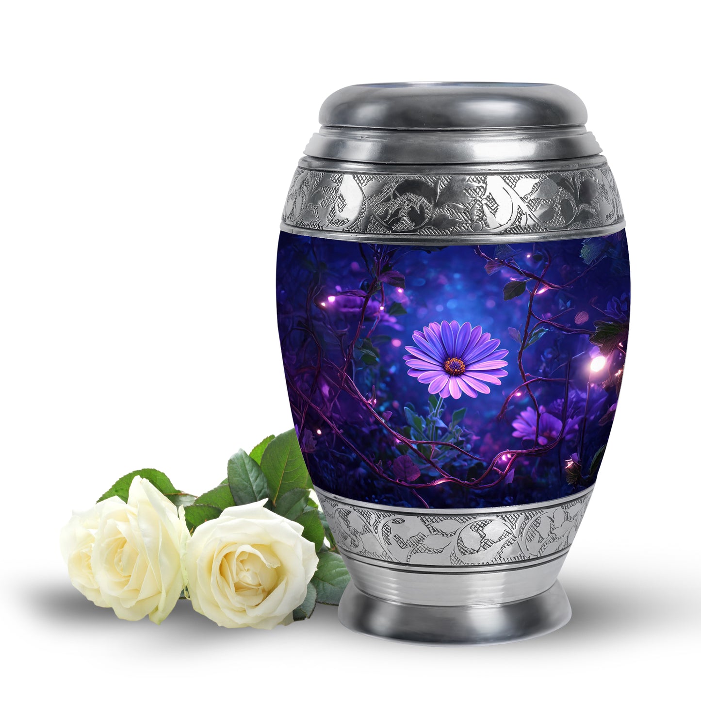 Personalized Seraphic Daisy Cremation Urns - Blue 10-inch, 200 cu in - Yatskia