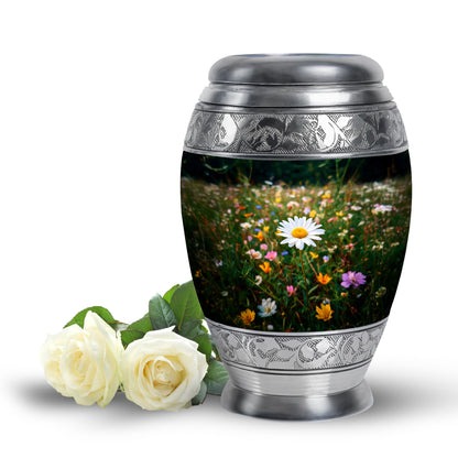 Personalized Daisy Cremation Urns - Wondrous Green 10-inch, 200 cu in - Yatskia