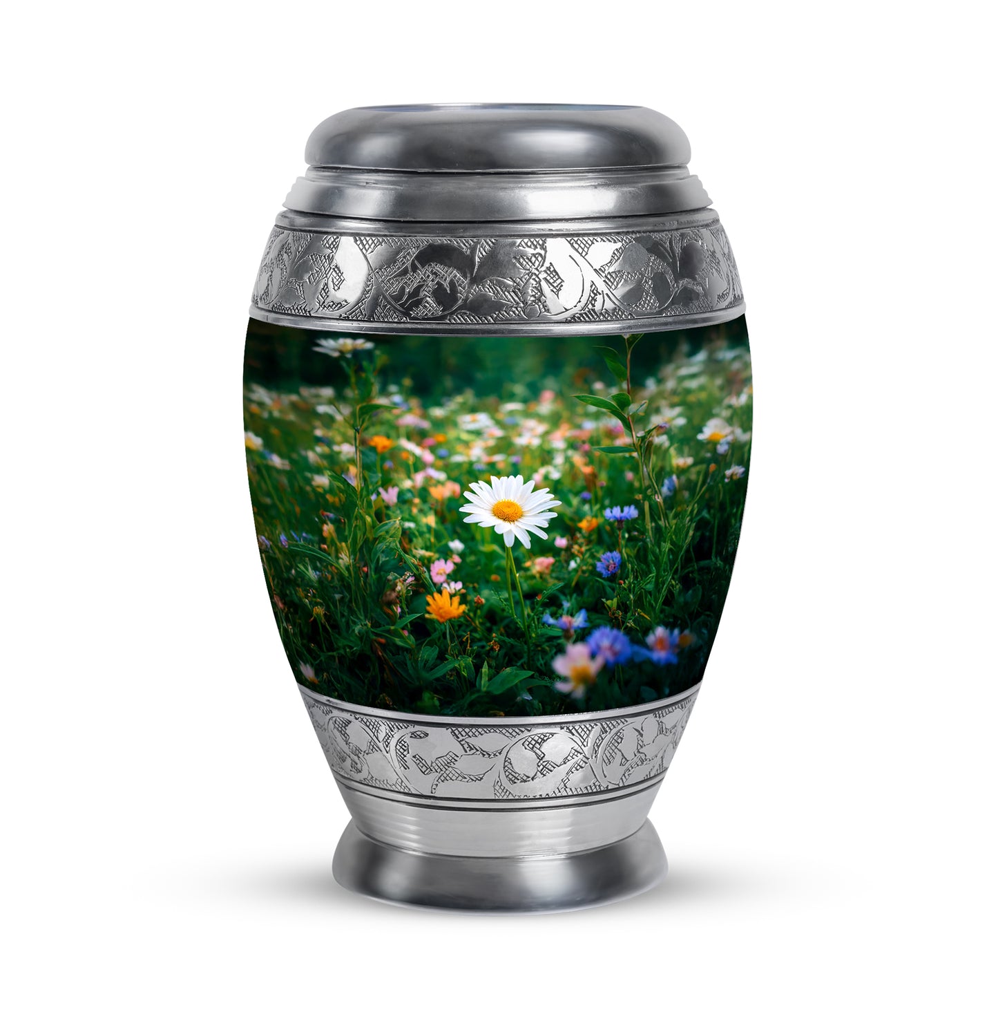 Personalized Seraphic Daisy Cremation Urns - Green 10-inch, 200 cu in - Yatskia