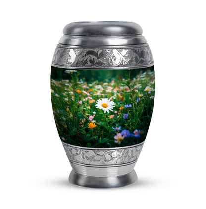 Personalized Seraphic Daisy Cremation Urns - Green 10-inch, 200 cu in - Yatskia