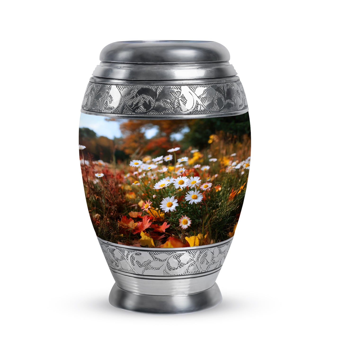 Gold Daisy Guardian Cremation Urns for Human Ashes - 10-inch, 200 cu in - Yatskia