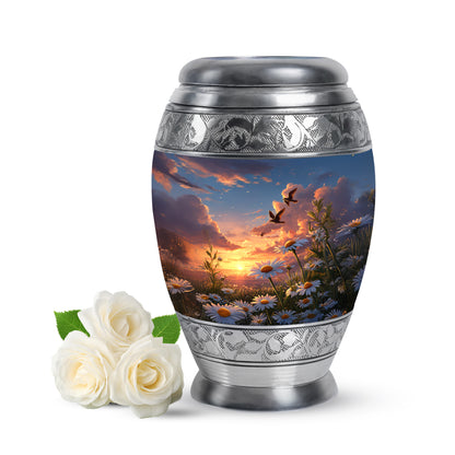 Personalized Blue Daisy Cremation Urns for Ashes - Enchanting 10-inch - Yatskia