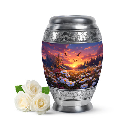 Blue Daisy Cremation Urns - Enduring Comfort 10-inch, 200 cu in - Yatskia