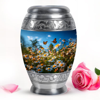 Remarkable Daisy Memorial Cremation Urns - Blue 10-inch, 200 cu in - Yatskia