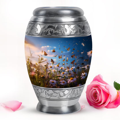 Harmonious Daisy Cremation Urns for Human Ashes - Blue 10-inch - Yatskia
