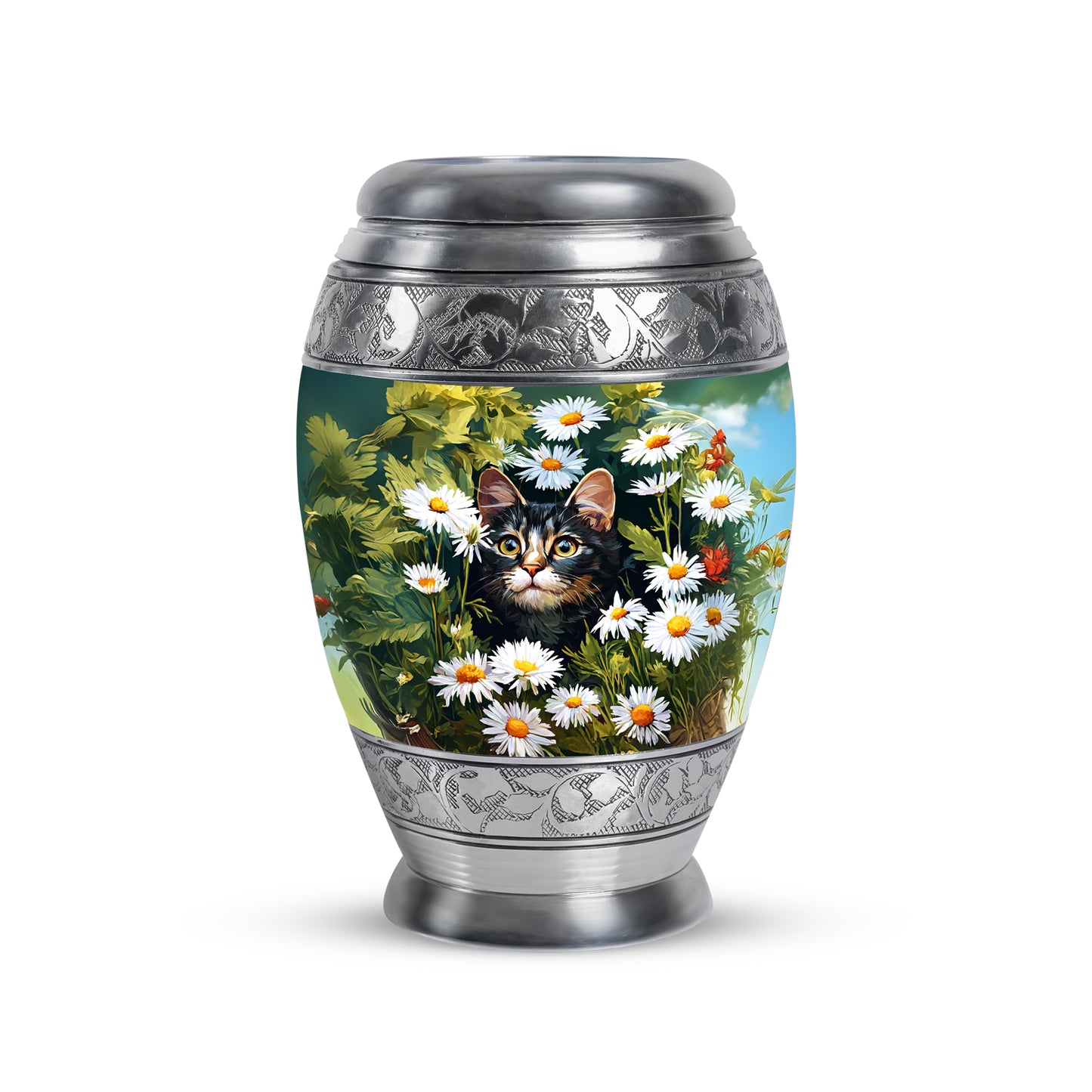 Personalized Refined Daisy Cremation Urns - Yellow 10-inch, 200 cu in - Yatskia