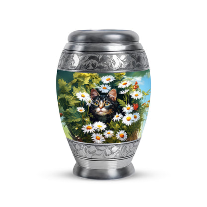 Personalized Refined Daisy Cremation Urns - Yellow 10-inch, 200 cu in - Yatskia