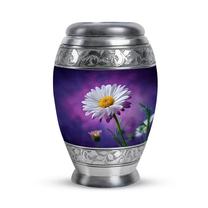 Timeless Purple Daisy Cremation Urn for Ashes - 10-inch, 200 cu in - Yatskia