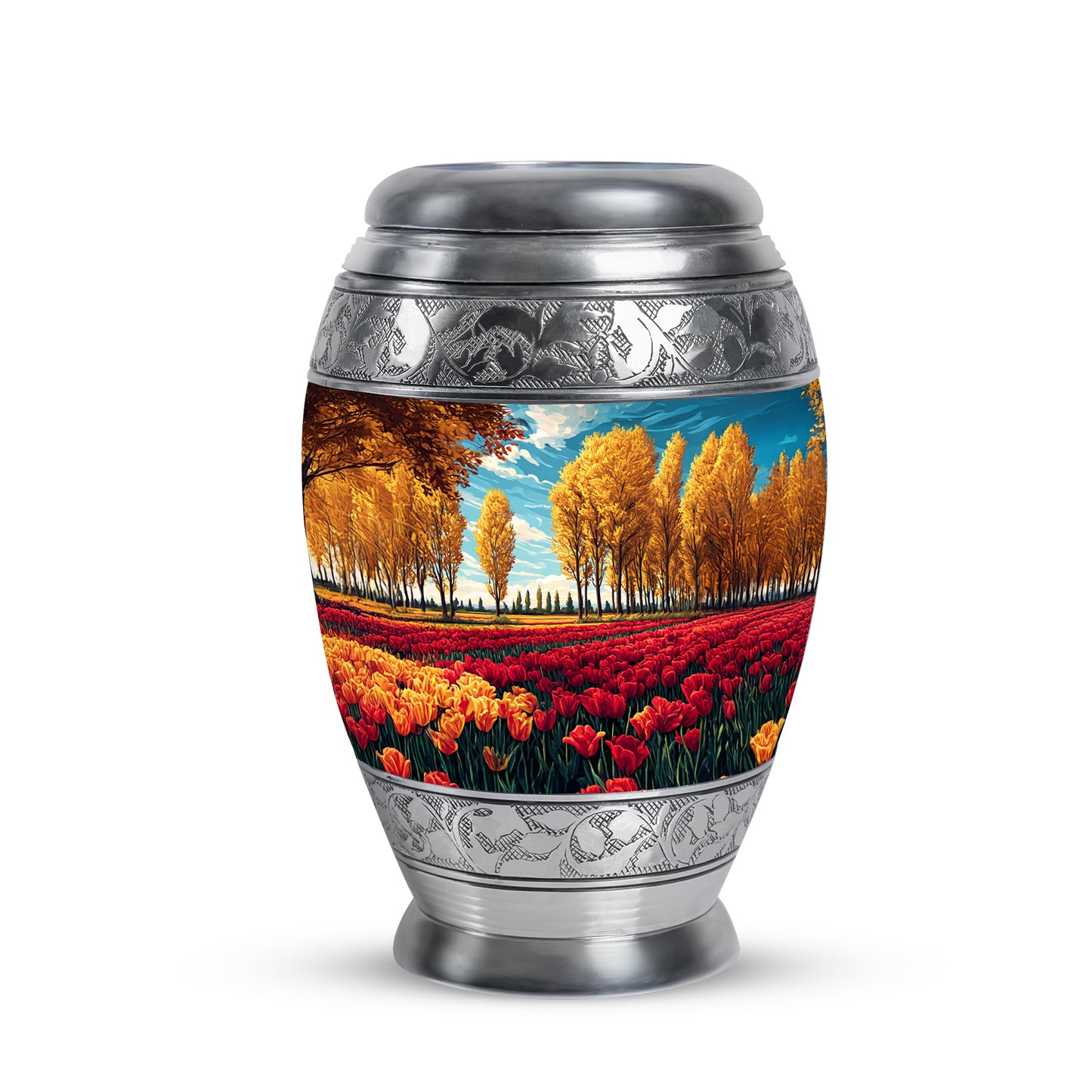 Personalized Eternal Garden Tulip Cremation Urns - Teal 10-inch, 200 cu in - Yatskia