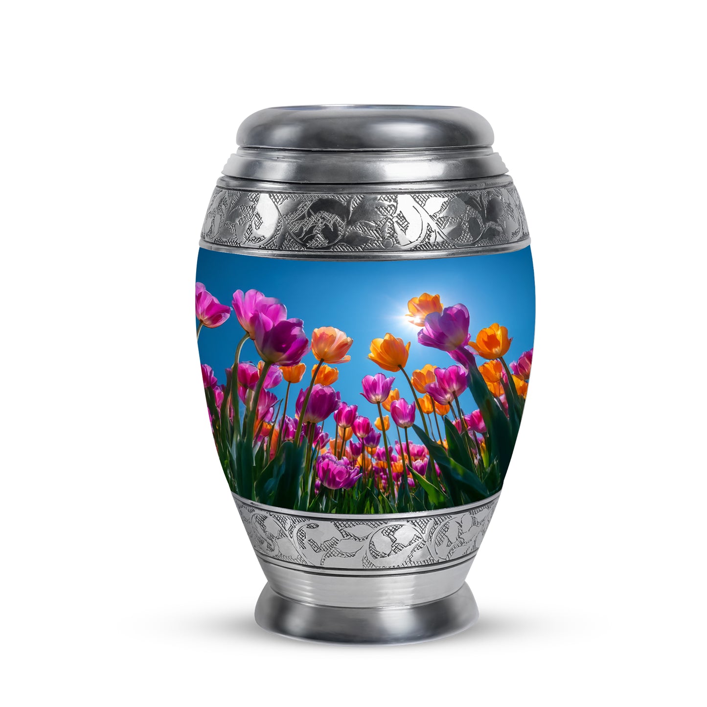 Personalized Garden Tulip Cremation Urns - Wondrous Blue 10-inch, 200 cu in - Yatskia