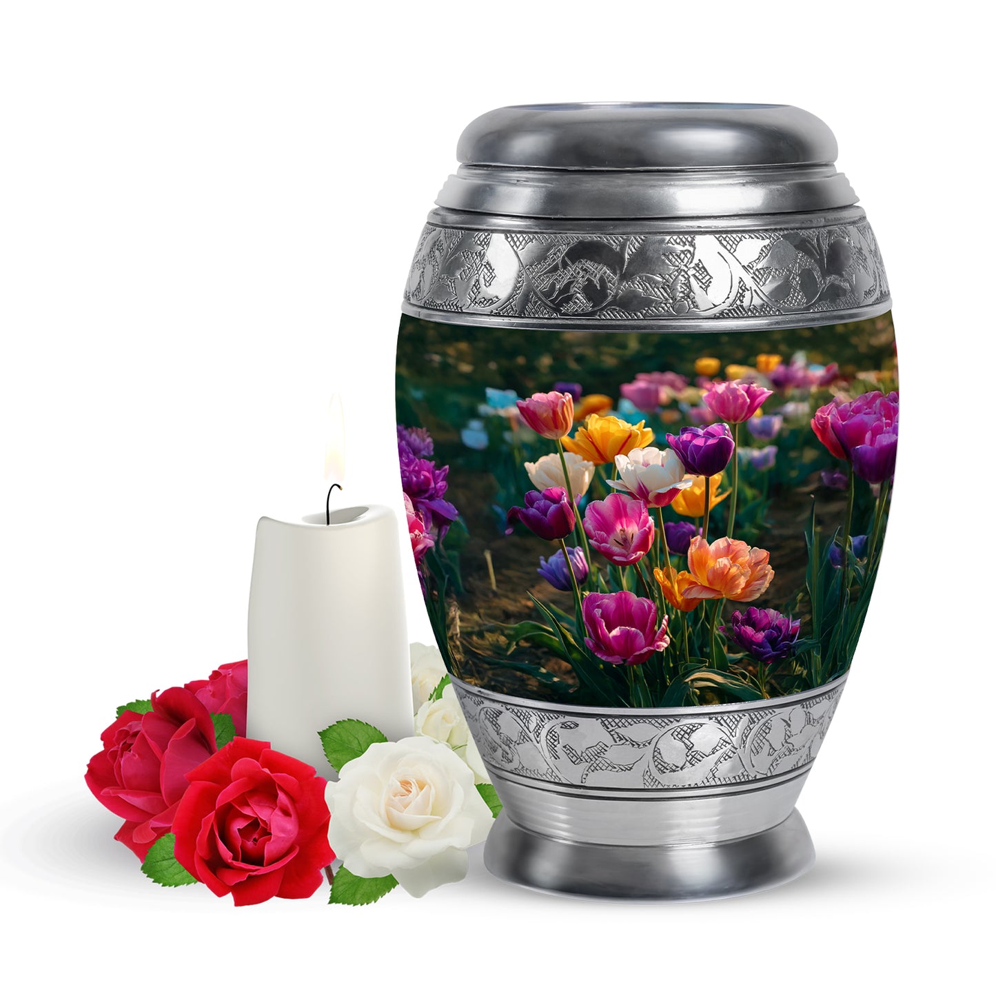 Personalized Green Garden Tulip Cremation Urns for Ashes - Captivating 10-inch - Yatskia