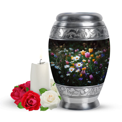 Inspiring Black Garden Tulip Legacy Urn for Human Ashes - 10-inch, 200 cu in - Yatskia