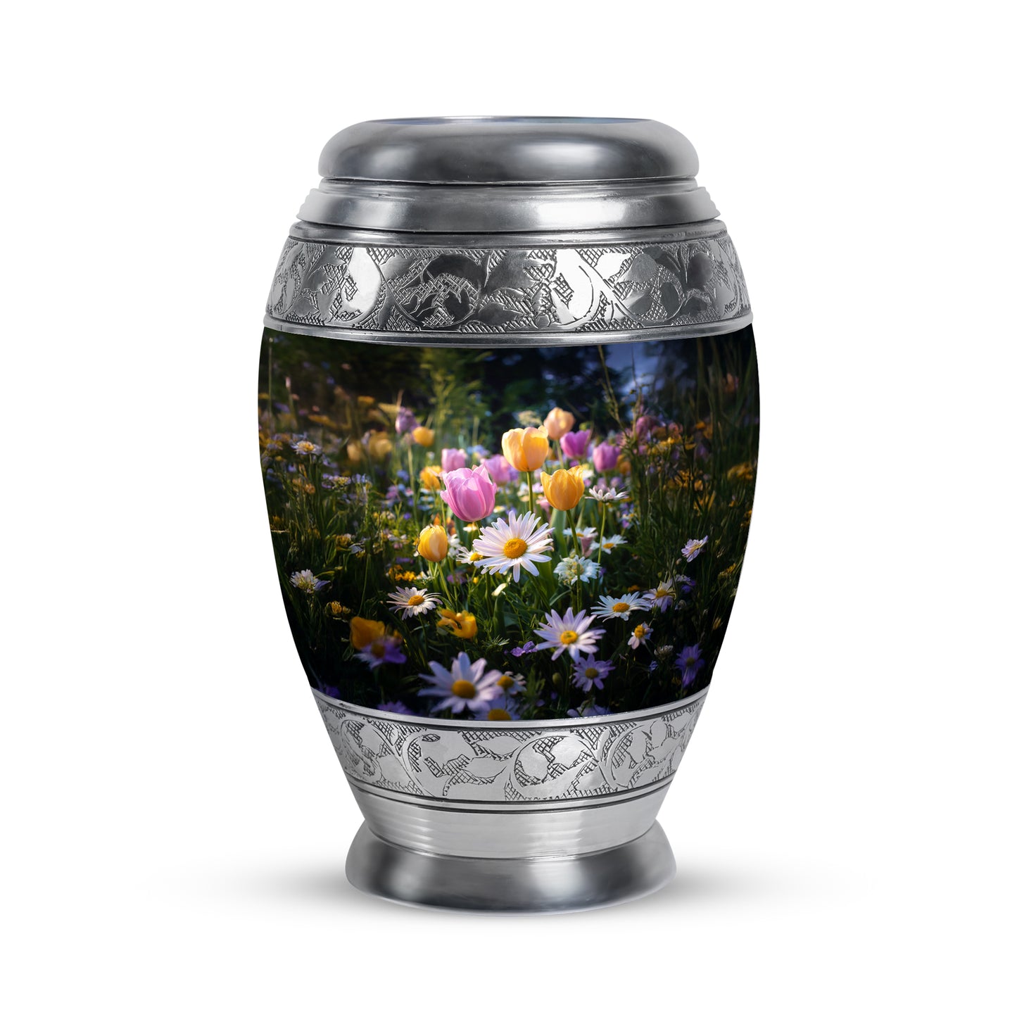 Personalized Black Cherished Garden Tulip Cremation Urns for Human Ashes - 10-inch, 200 cu in - Yatskia
