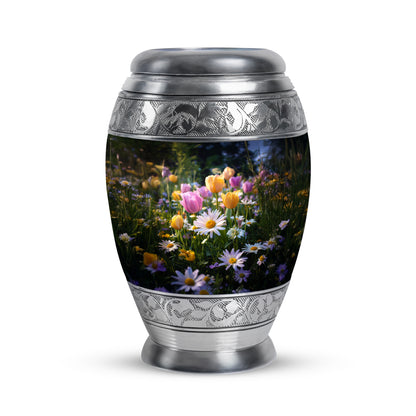 Personalized Black Cherished Garden Tulip Cremation Urns for Human Ashes - 10-inch, 200 cu in - Yatskia