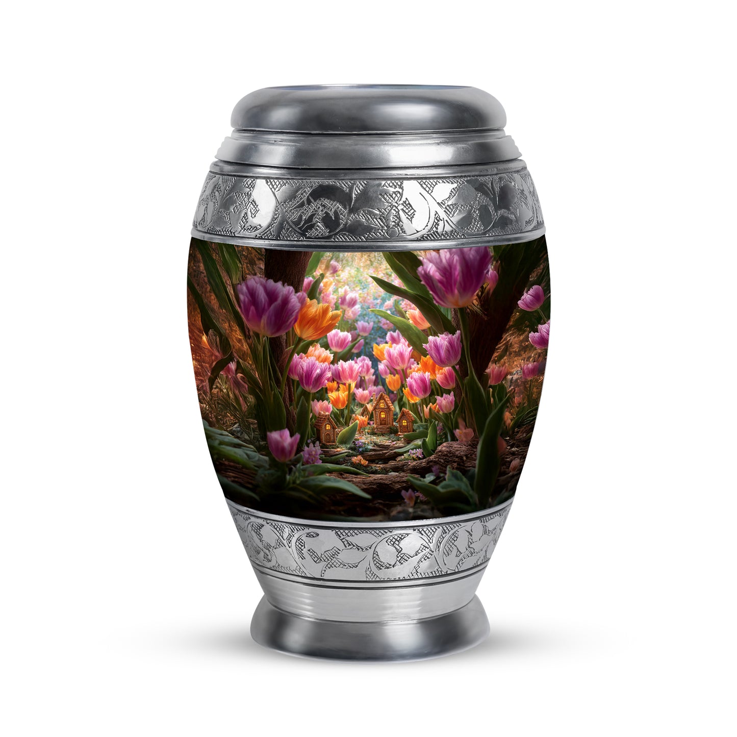 Personalized Garden Tulip Cremation Urns - Eminent Gold 10-inch, 200 cu in - Yatskia