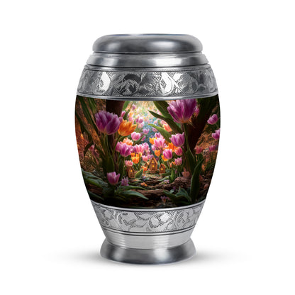 Personalized Garden Tulip Cremation Urns - Eminent Gold 10-inch, 200 cu in - Yatskia