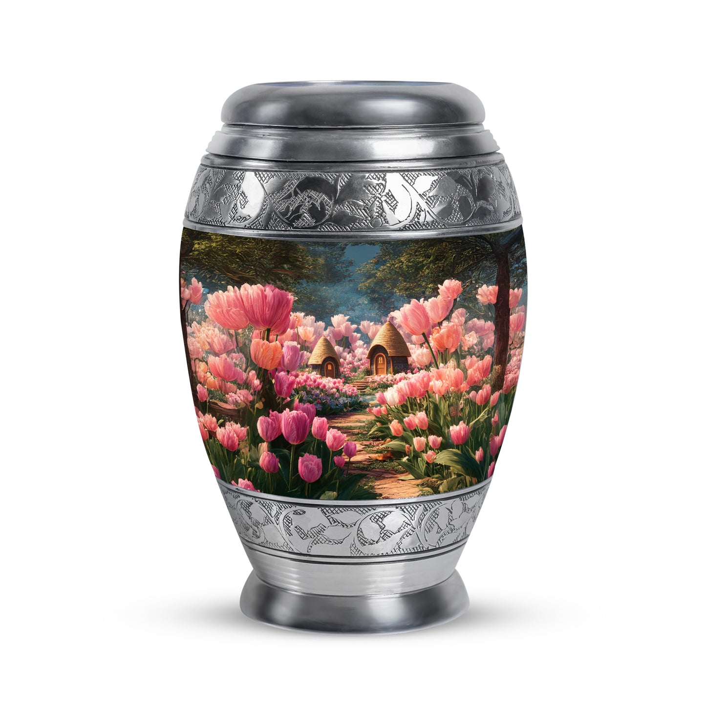 Black Resounding Garden Tulip Memorial Urn for Ashes - 10-inch, 200 cu in - Yatskia