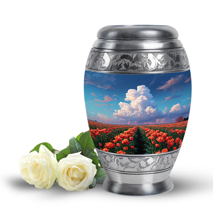 Blue Garden Tulip Cremation Urns - Honored Commemoration 10-inch, 200 cu in - Yatskia