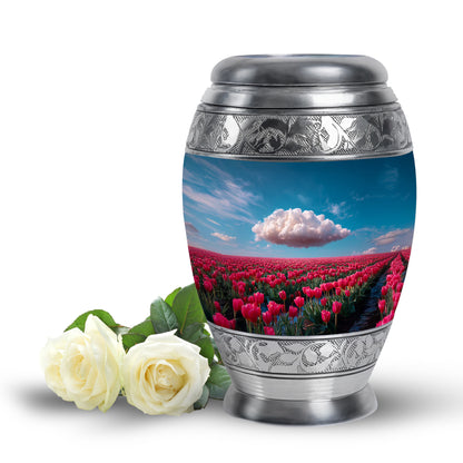 Personalized Garden Tulip Cremation Urns - Eminent Blue 10-inch, 200 cu in - Yatskia