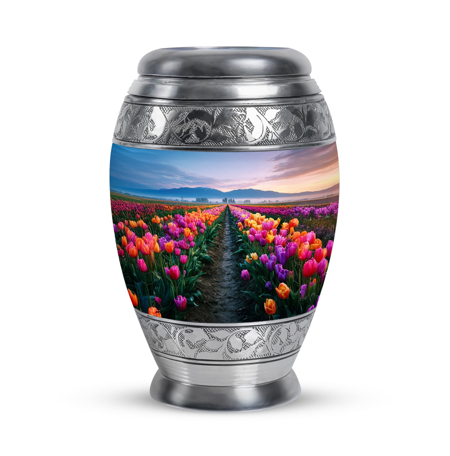 Personalized Garden Tulip Cremation Urns - Tranquil Blue 10-inch, 200 cu in - Yatskia