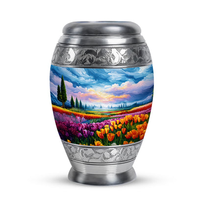 Personalized Elegant Garden Tulip Cremation Urns - Blue 10-inch, 200 cu in - Yatskia