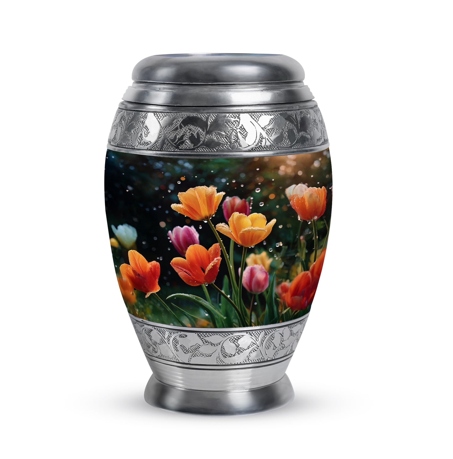 Black Resounding Garden Tulip Memorial Urn for Ashes - 10-inch, 200 cu in - Yatskia
