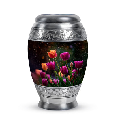 Black Treasured Garden Tulip Cremation Urns for Human Ashes - 10-inch, 200 cu in - Yatskia