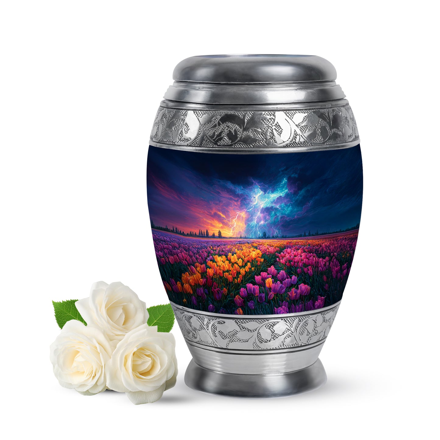 Harmonious Garden Tulip Cremation Urns for Human Ashes - Blue 10-inch - Yatskia