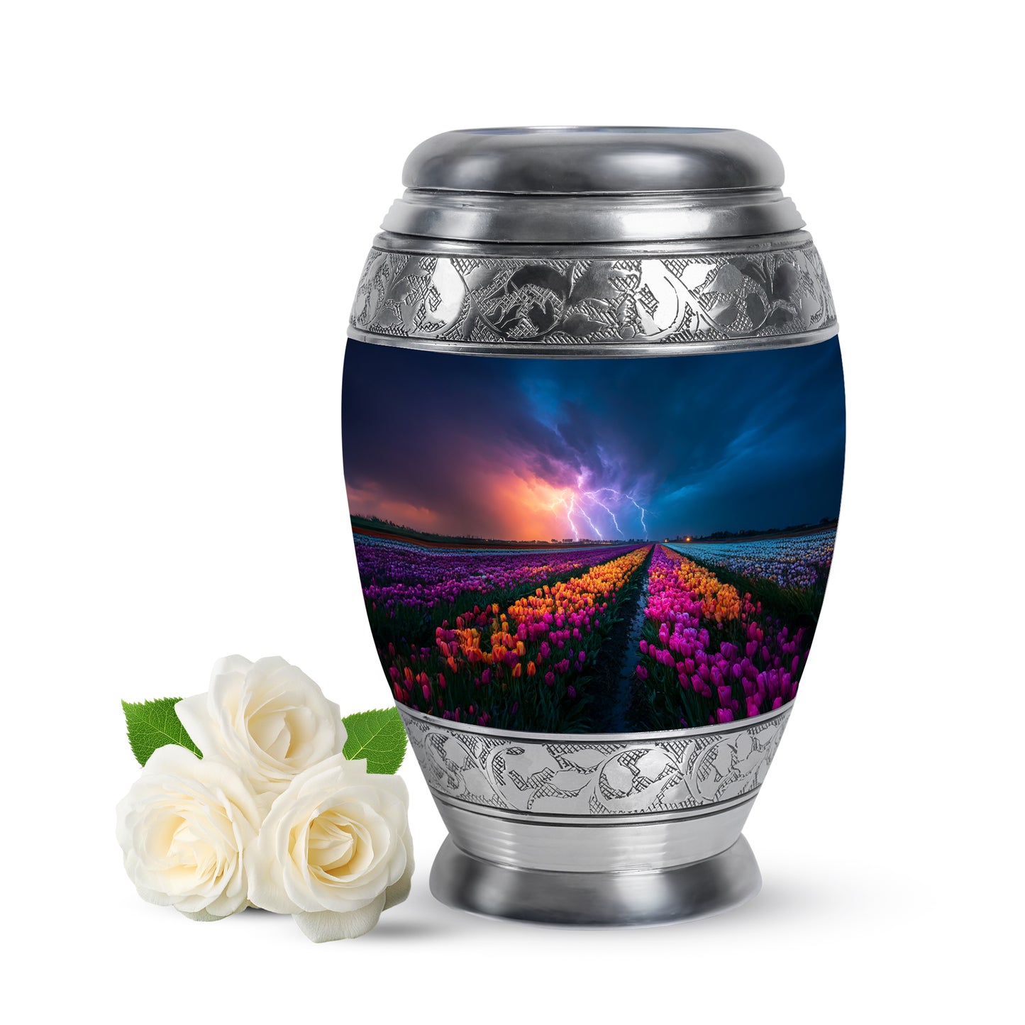 Lustrous Garden Tulip Cremation Urns for Human Ashes - Blue 10-inch - Yatskia