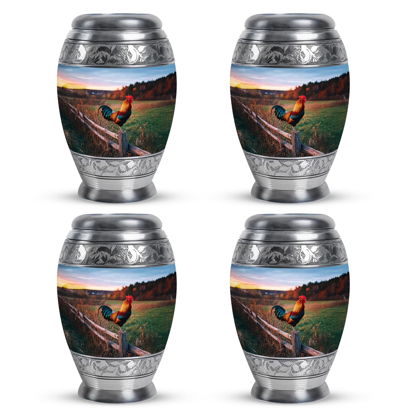 Slate Blue Hen Cremation Urn urn with complimentary velvet bag - regal hen design with crown-inspired accents - 10 inch aluminum urn for cremated remains