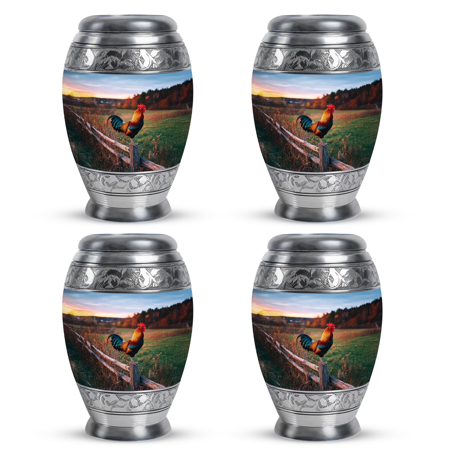 Slate Blue Hen Cremation Urn urn with complimentary velvet bag - regal hen design with crown-inspired accents - 10 inch aluminum urn for cremated remains