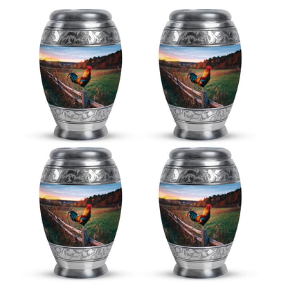 Slate Blue Hen Cremation Urn urn with complimentary velvet bag - regal hen design with crown-inspired accents - 10 inch aluminum urn for cremated remains