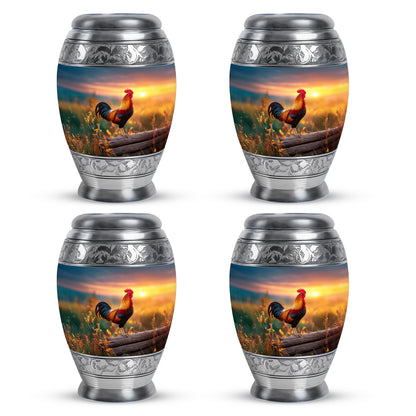 Misty Blue Hen Cremation Urn urn with complimentary velvet bag - regal hen design with crown-inspired accents - 10 inch aluminum urn for cremated remains