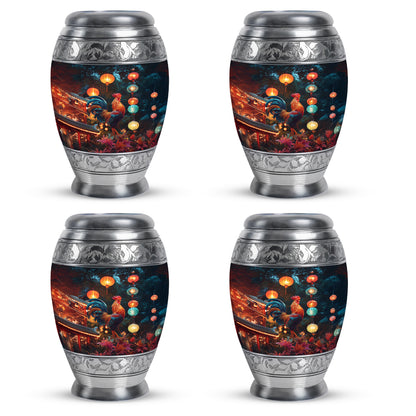 Misty Blue Hen Cremation Urn urn with complimentary velvet bag - regal hen design with crown-inspired accents - 10 inch aluminum urn for cremated remains