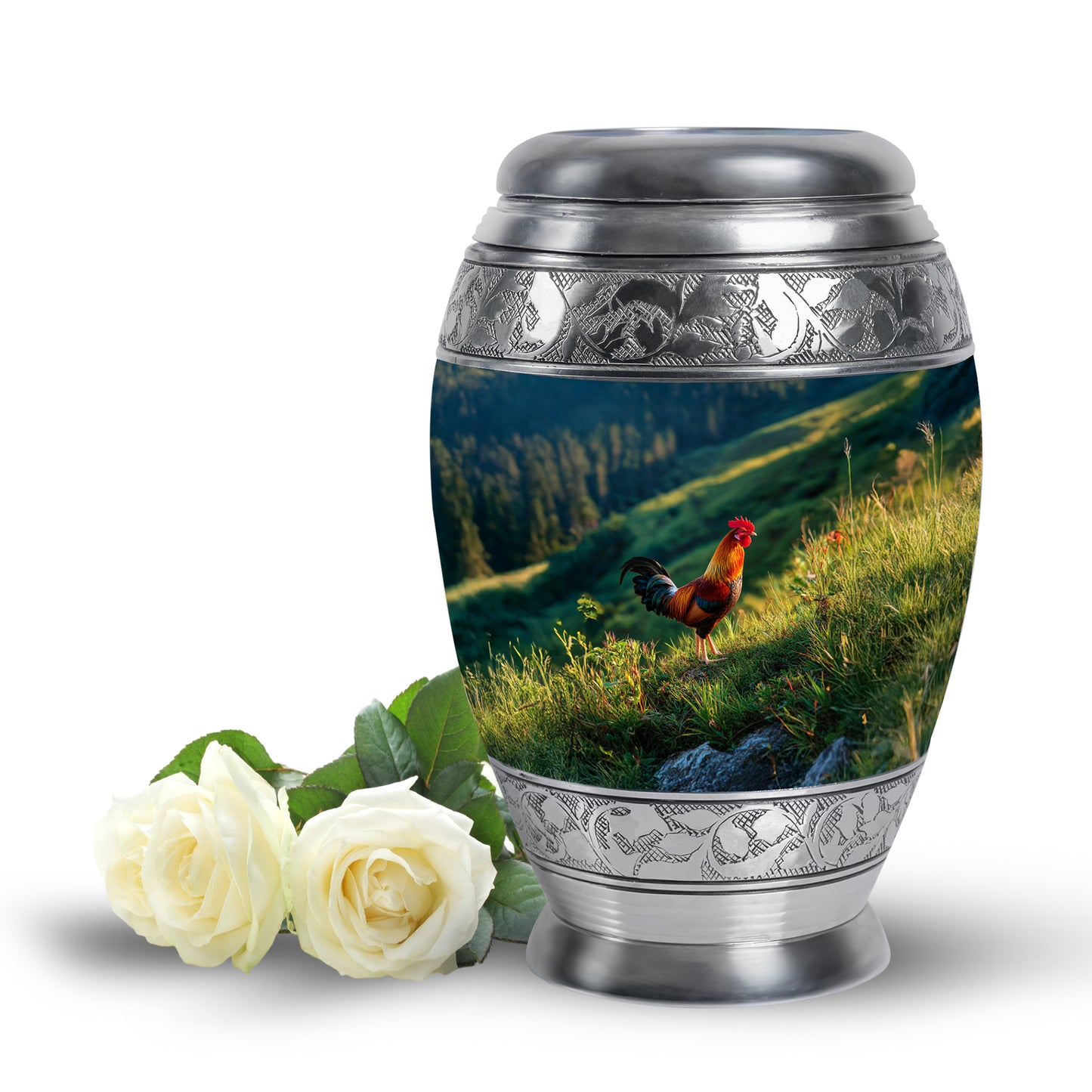 Personalized Blue Heavenly Hen Cremation Urns for Human Ashes - 10-inch, 200 cu in - Yatskia