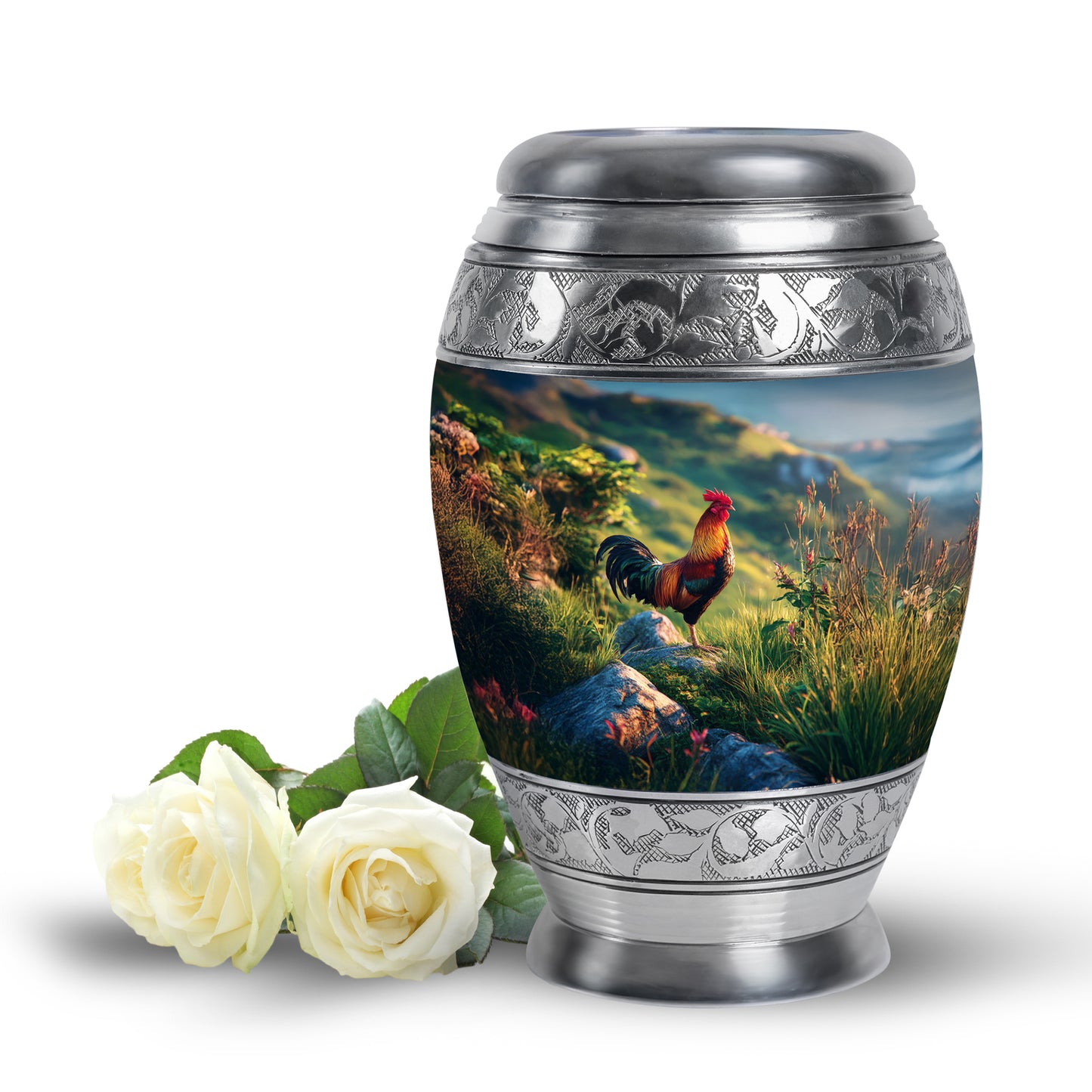 Regal Hen Memorial Cremation Urns - Blue 10-inch, 200 cu in - Yatskia
