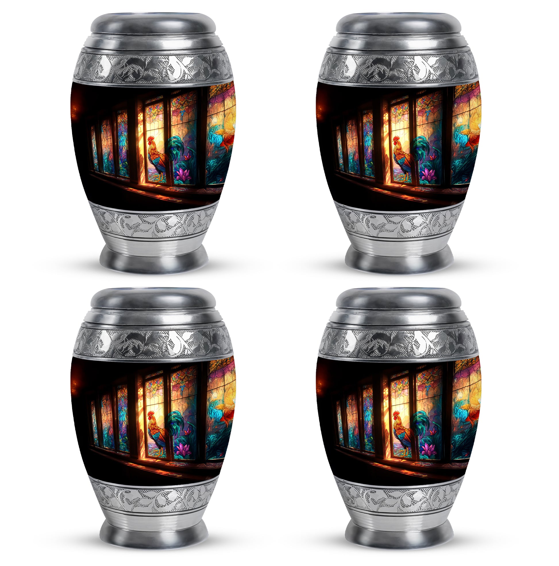 Ebony Hen Cremation Urn urn with complimentary velvet bag - regal hen design with crown-inspired accents - 10 inch aluminum urn for cremated remains