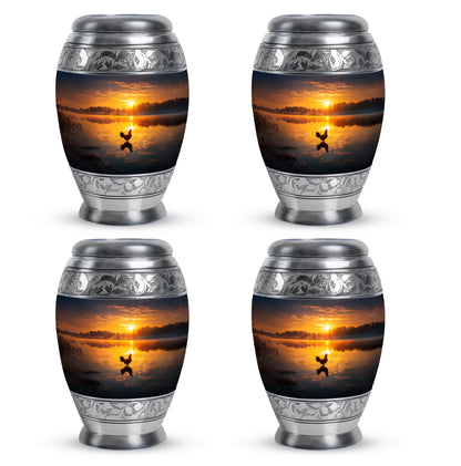 Obsidian Black Hen Cremation Urn urn with complimentary velvet bag - majestic hen pattern with filigree border - 10 inch aluminum urn for cremated remains