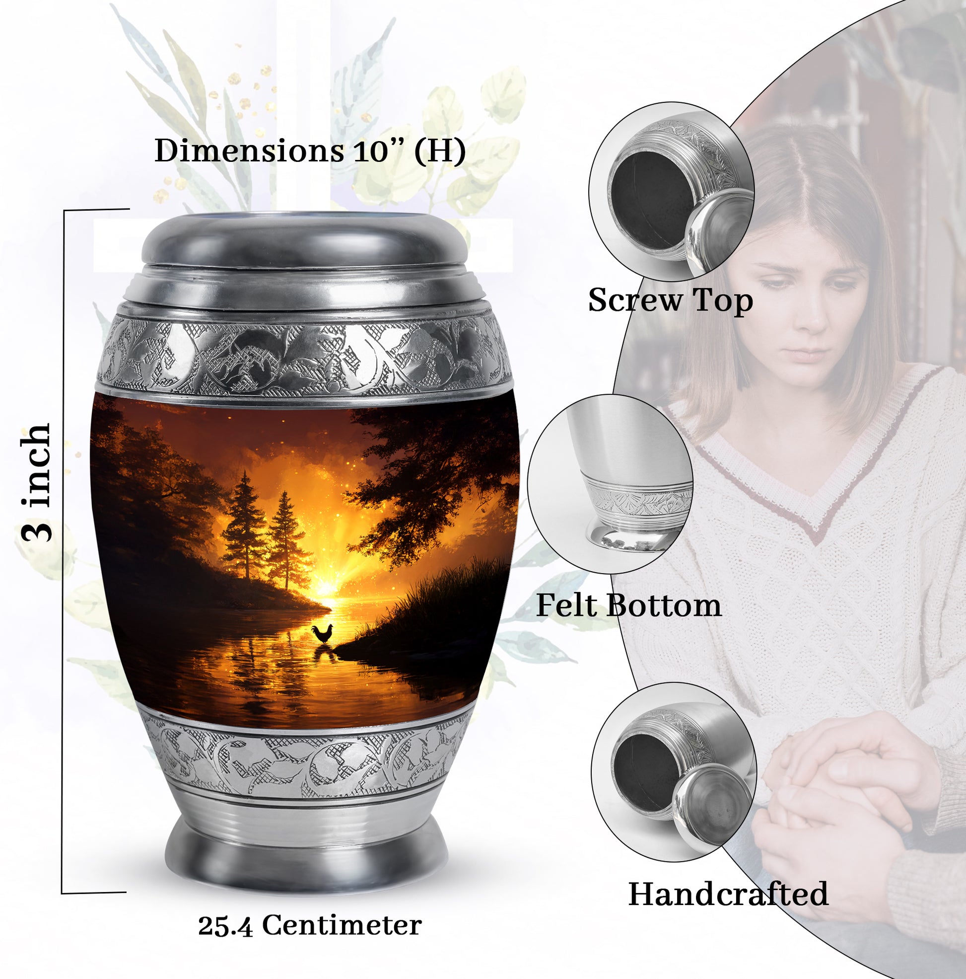 Wine Red Hen Cremation Urn lifestyle display on memorial shelf - ornate monarch-style hen relief on brushed aluminum - mini keepsake memorial for portion of cremation ashes