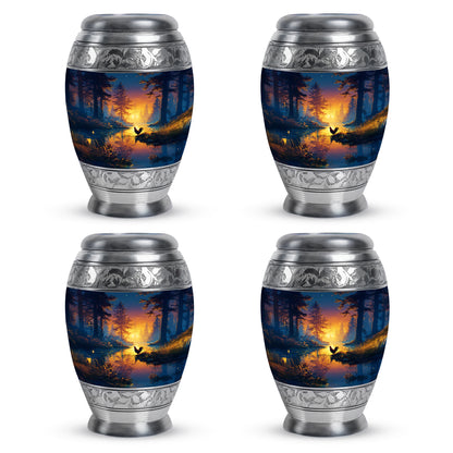Icy Blue Hen Cremation Urn urn with complimentary velvet bag - regal hen design with crown-inspired accents - 10 inch aluminum urn for cremated remains