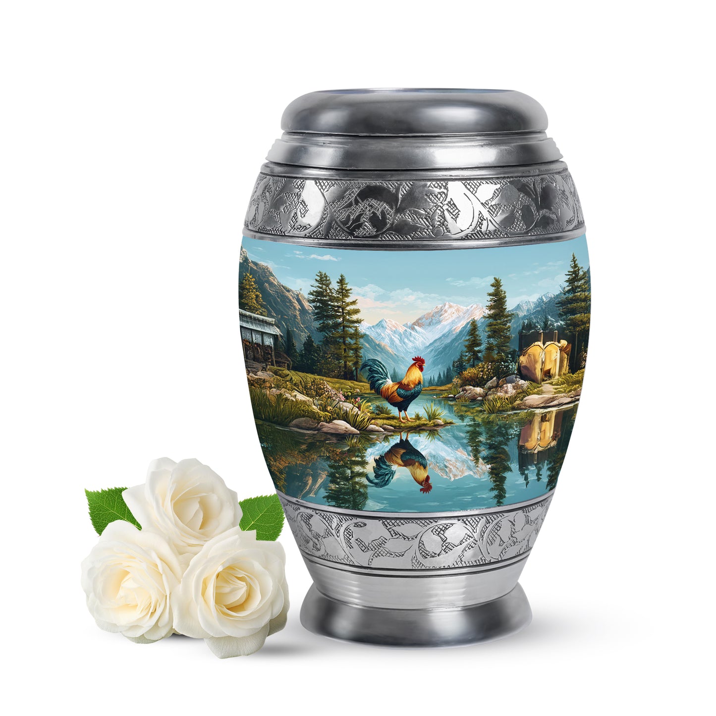 Personalized Eternal Hen Cremation Urns - Teal 10-inch, 200 cu in - Yatskia