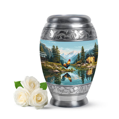 Personalized Eternal Hen Cremation Urns - Teal 10-inch, 200 cu in - Yatskia