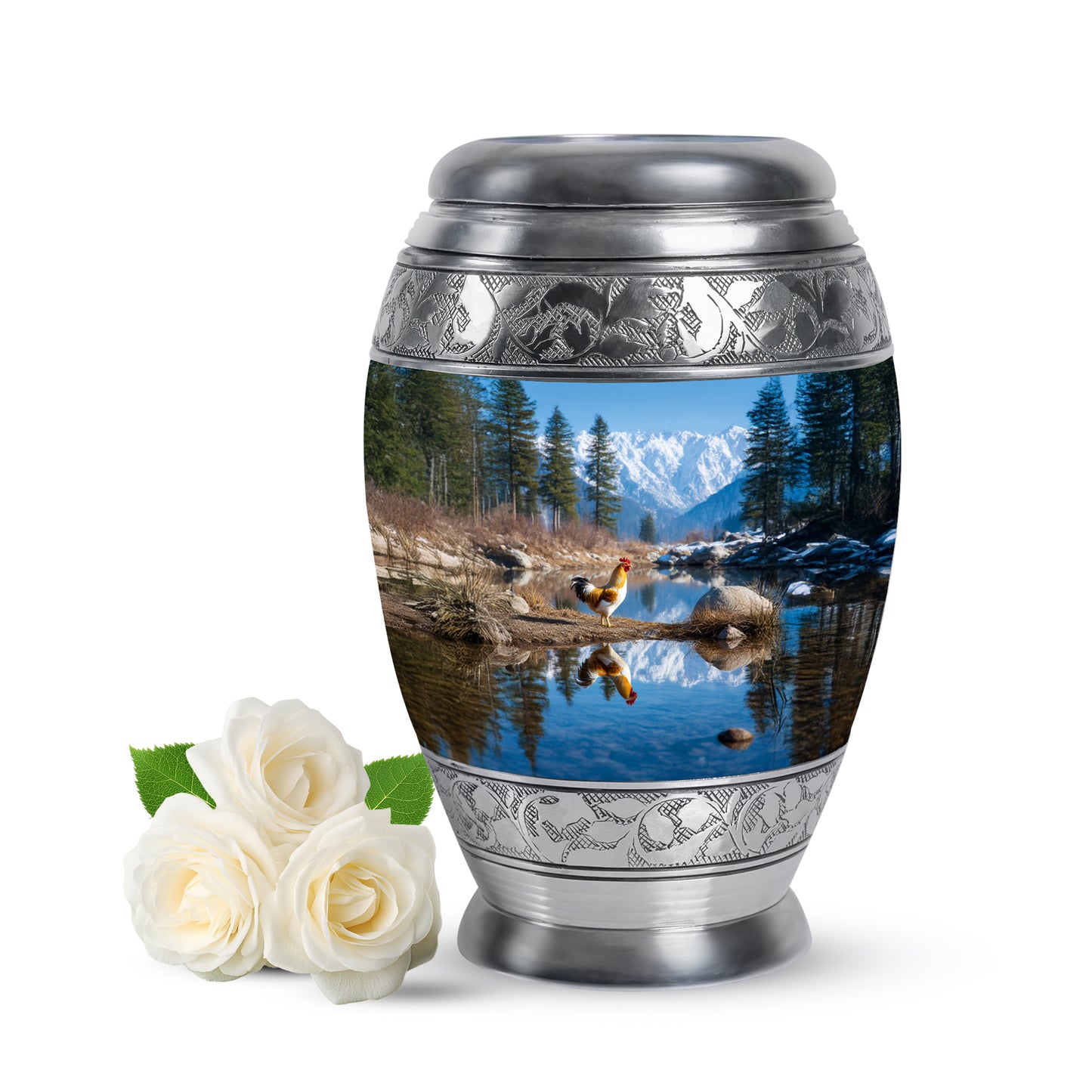 Personalized Blue Revered Hen Cremation Urns for Human Ashes - 10-inch, 200 cu in - Yatskia