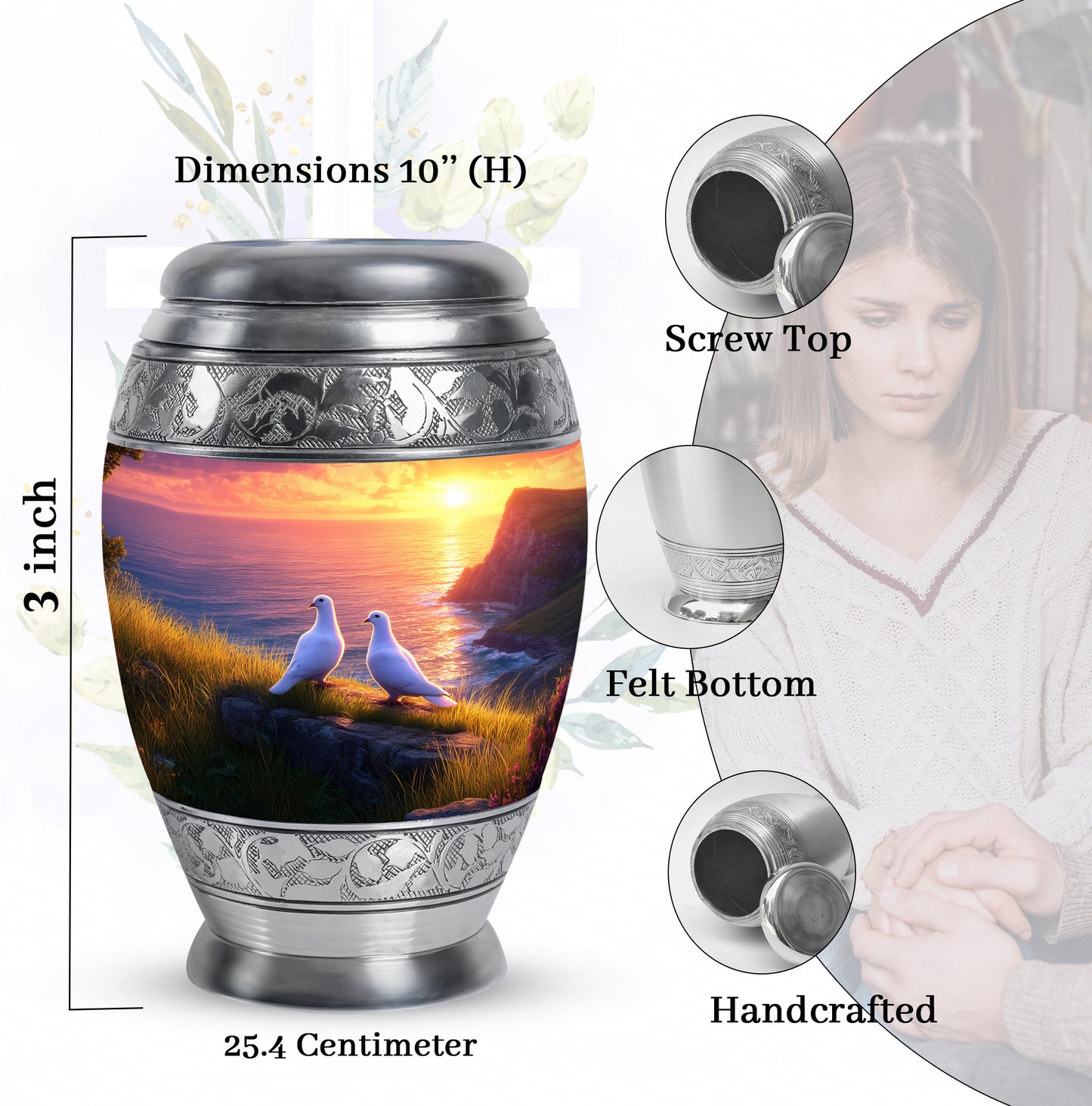 Pastel Pink Dove Cremation Urn lifestyle display on memorial shelf - regal dove design with crown-inspired accents - mini keepsake memorial for portion of cremation ashes