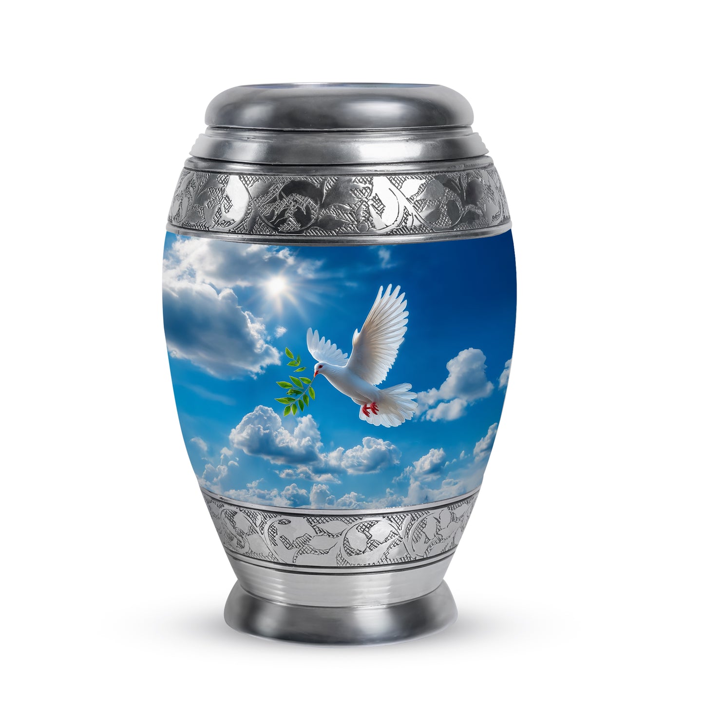 Personalized Blue Sovereign Dove Cremation Urns for Human Ashes - 10-inch, 200 cu in - Yatskia