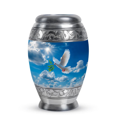 Personalized Blue Sovereign Dove Cremation Urns for Human Ashes - 10-inch, 200 cu in - Yatskia